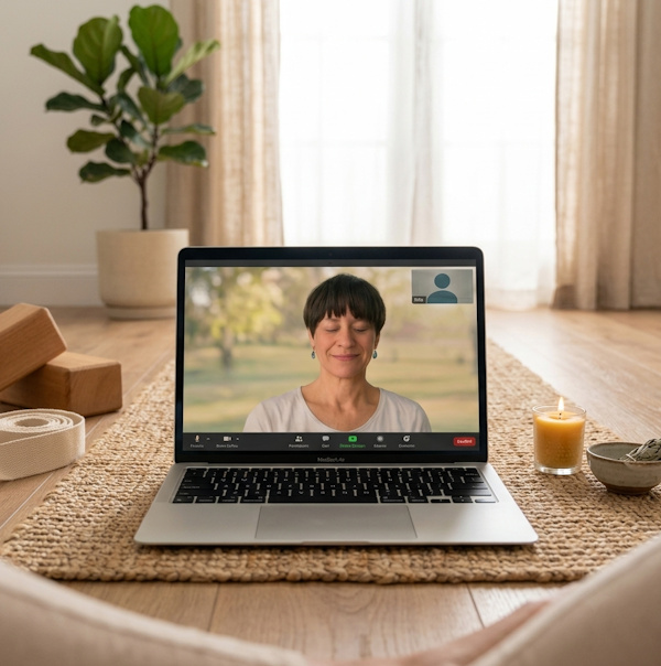 Notebook mit Videokonferenz-Beispiel